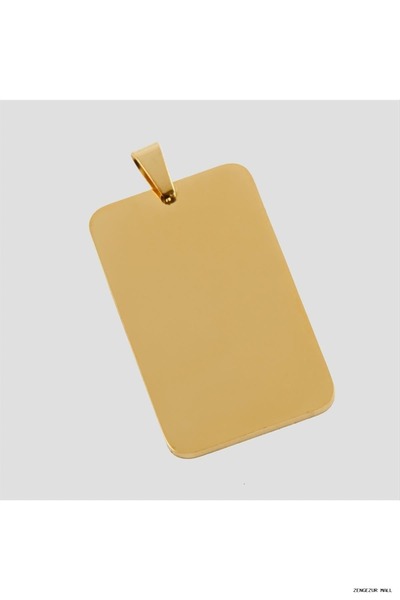 ZERO LAND Zngzrmll Rectangle Name Engravable Steel Pendant 3.5 (21021) cm Yellow