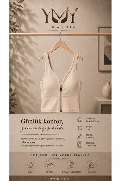 SAVO GİYİM Toparlayıcı İnce Askılı Pedli Fermuarlı Sporcu Sütyen
