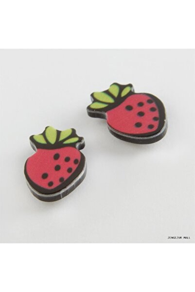 ZERO LAND Zngzrmll Strawberry Magnet Plastic Children's (33115) Earring Red