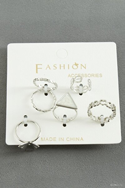 ZERO LAND Zngzrmll 5Pcs Mixed Luxury Joint Rings (30326) Silver Color