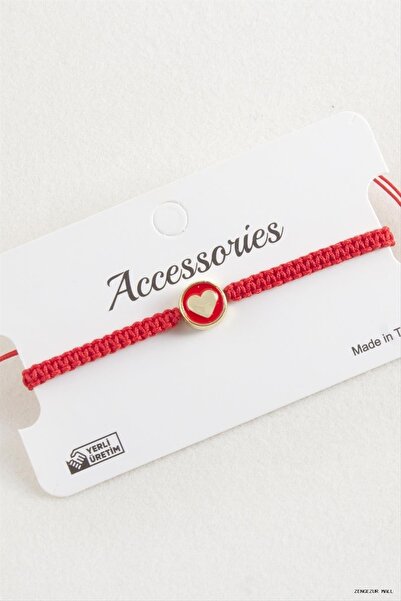 ZERO LAND Zngzrmll Heart Enamel Macrame Braided (25802) Bracelet Red