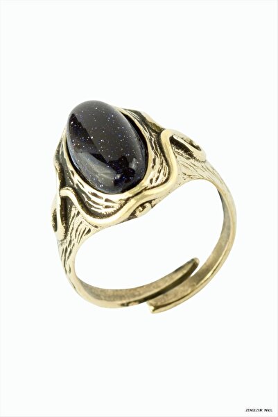 ZERO LAND Zngzrmll Oval Natural Stone Authentic Ring (24836) Navy Blue Star