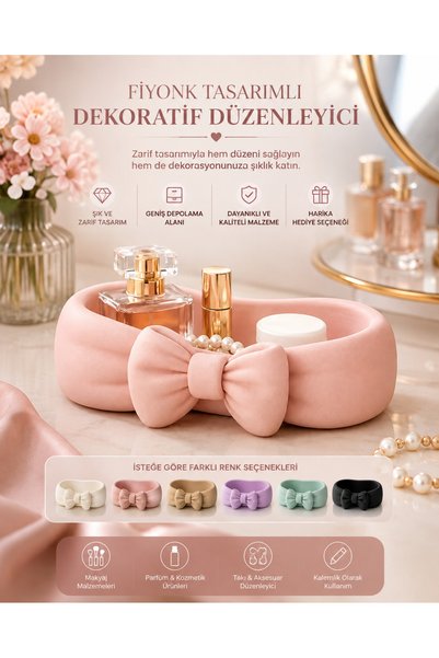 Genel Markalar Fiyonklu Dekoratif Çok Amaçlı Organizer 3D - Pembe
