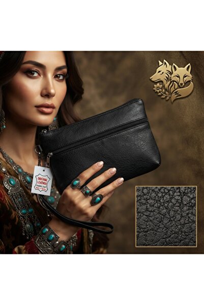 hoaryage Genuine Lambskin Patterned Design Clutch Handbag with Removable Stra...