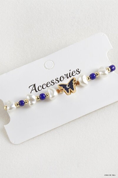 ZERO LAND Zngzrmll Beads Pearl Macrame Rope (25657) Bracelet Navy Blue