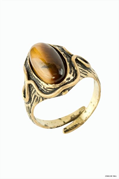 ZERO LAND Zngzrmll Oval Natural Stone Authentic (24847) Ring Tiger's Eye