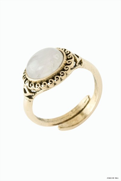 ZERO LAND Zngzrmll Oval Natural Stone Authentic Ring (24823) Pink Quartz