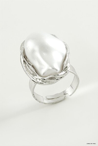 ZERO LAND Zngzrmll Oval Pearl Metal Ring (30534) Silver Color