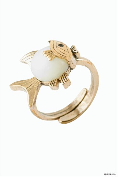 ZERO LAND Zngzrmll Fish Authentic with Natural Stone (24903) Ring