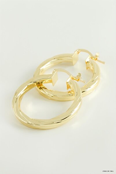 ZERO LAND Zngzrmll Crushed Hoop Earrings 3 (32502) cm Yellow