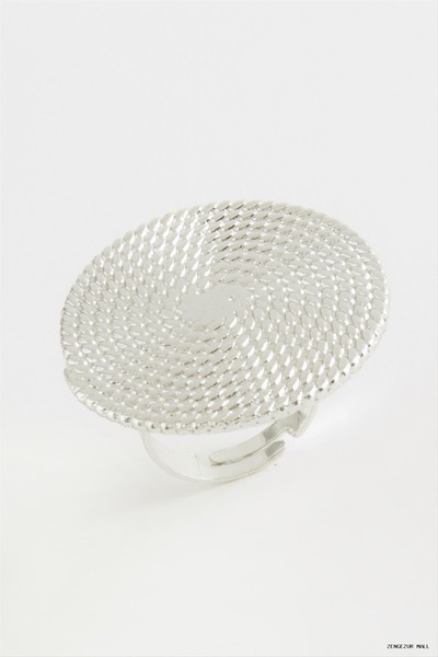 ZERO LAND Zngzrmll Wicker Look Metal Ring (25339) Silver Color