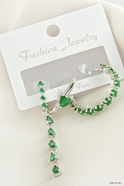 ZERO LAND Zngzrmll 3Pcs Heart Zircon Stone Earrings (31437) Silver Color