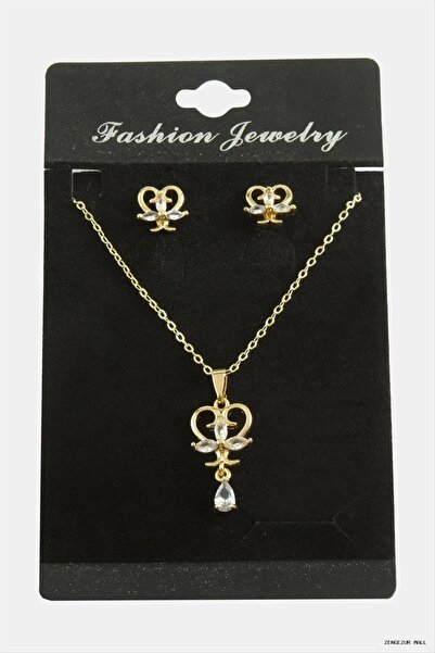 ZERO LAND Zngzrmll Heart Zircon Stone Set Necklace (32019) Silver Color