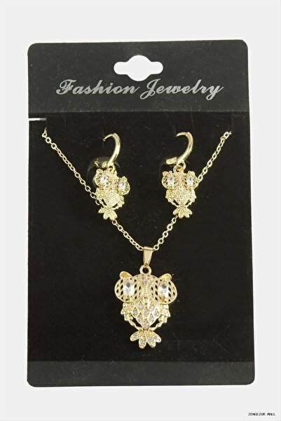 ZERO LAND Zngzrmll Owl Zircon Stone Set Necklace (32056) Silver Color