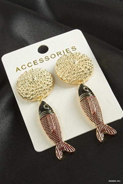 ZERO LAND Zngzrmll Fish Enamel (41639) Earrings Burgundy