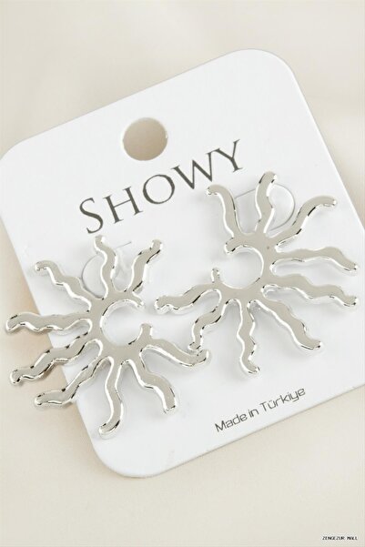 ZERO LAND Zngzrmll Sun New Season Metal Earrings (33811) Silver Color