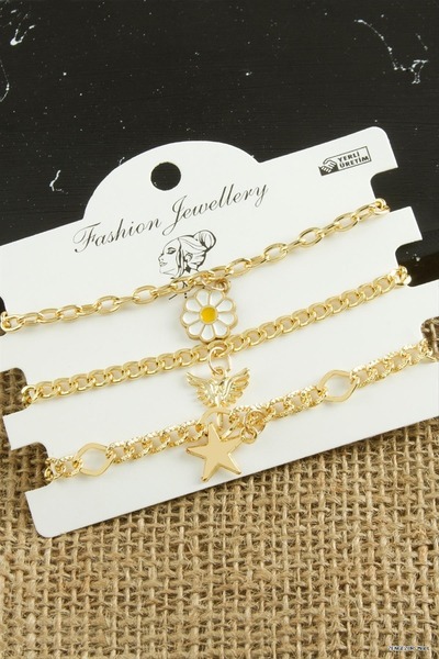 ZERO LAND Zngzrmll 3 Pieces Daisy Tr Chain (32156) Bracelet Yellow