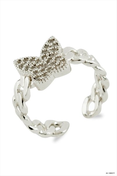 ZERO LAND Concepta Zircon Stone Metal Ring (01553) Silver Color