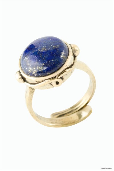 ZERO LAND Zngzrmll Round Natural Stone Authentic (54056) Ring Lapis