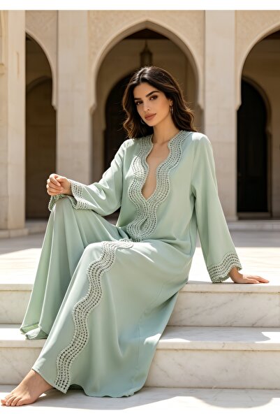 Noon Noora عباءة نسائية أنيقة مفتوحة من الأمام (بدون حجاب)