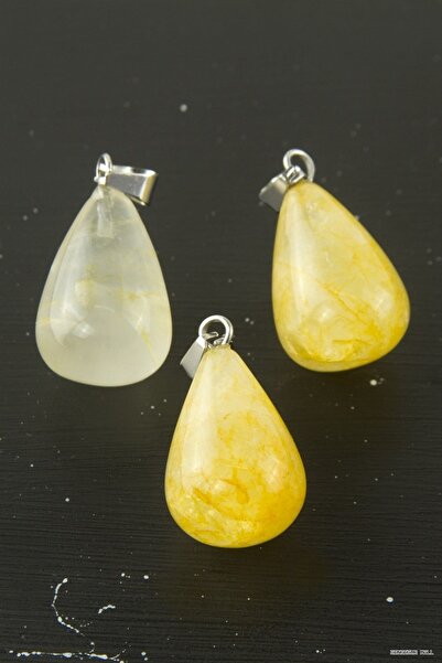 ZERO LAND Zngzrmll Agate Drop Natural Stone Pendant 1 (53415) Piece Yellow