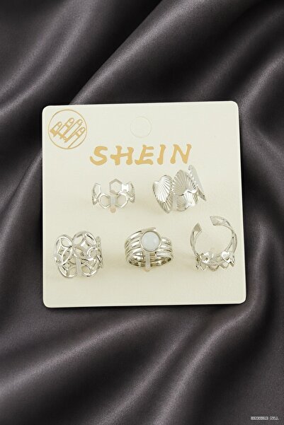 ZERO LAND Zngzrmll 6Pcs Heart Luxury Joint Rings (53313) Silver Color