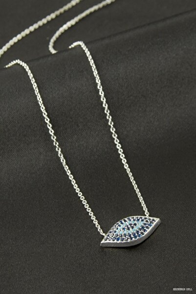 ZERO LAND Zngzrmll Oval Evil Eye Zircon Stone Pendant (53811) Silver Color