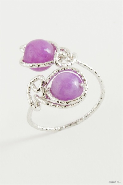ZERO LAND Zngzrmll Ceyt Natural Stone Ring (54453) Silver Color