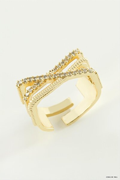ZERO LAND Zngzrmll Three Stripes Zircon Stone (55401) Ring Yellow