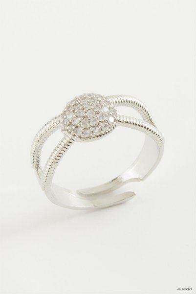 ZERO LAND Concepta Round Stone Ring (10944) Silver Color