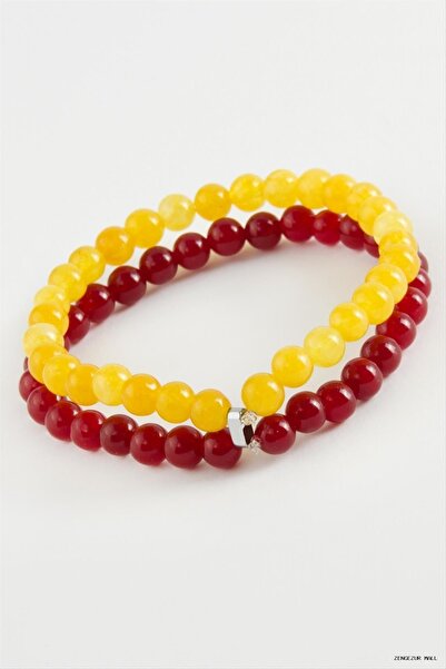 ZERO LAND Zngzrmll Yellow Red Natural Stone Bracelet (42313) 6 mm
