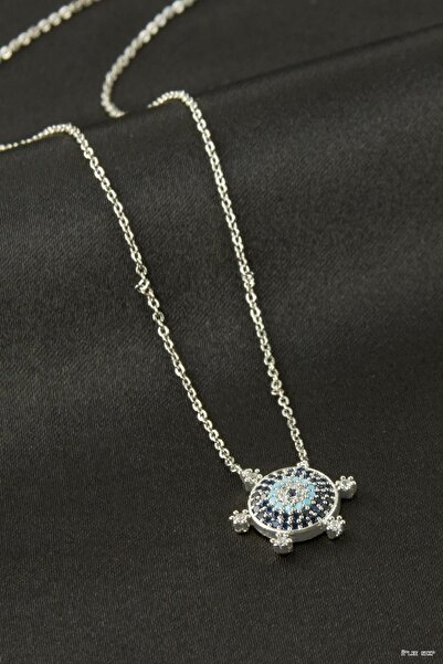 ZERO LAND Ilkestor Rudder Zircon Stone Necklace (64338) Silver Color