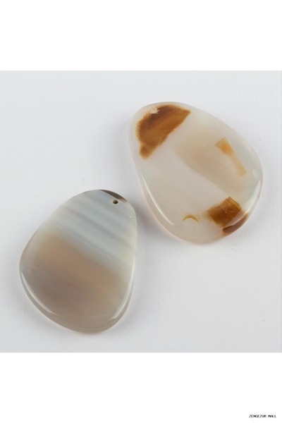 ZERO LAND Zngzrmll Special Cut Natural Stone Plate Agate Pendant (61208) Whit...
