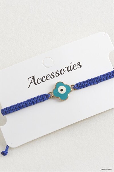ZERO LAND Zngzrmll Flower Evil Eye Macrame Braided (54830) Bracelet Blue