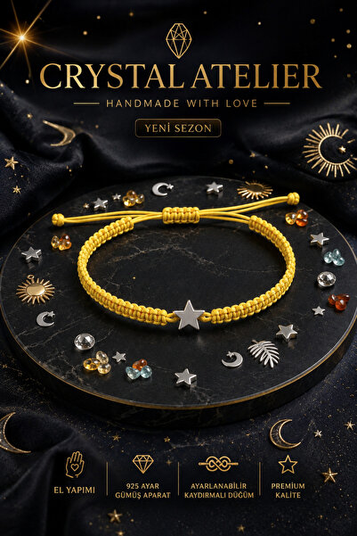 Crystal Atelier Yellow Star Macrame Knitted Bracelet Unisex Adjustable Lucky ...