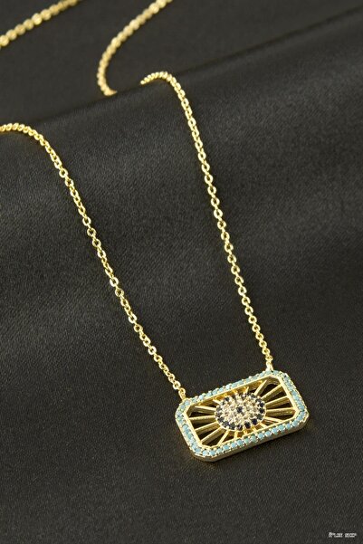ZERO LAND Ilkestor Frame with Evil Eye Zircon Stone (64319) Necklace Yellow