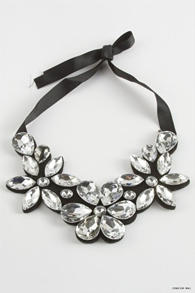 ZERO LAND Zngzrmll Flower Stone Collar Necklace (60653) Silver Color