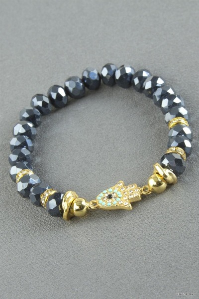ZERO LAND Zngzrmll Ftm Ana Eli Zircon Stone Crystal (54725) Bracelet Anthracite