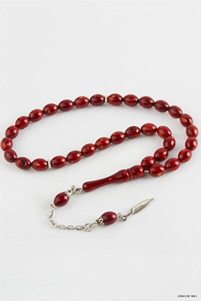 ZERO LAND Zngzrmll Olive Shaped Plastic Prayer Beads 8X11 (63110) mm Red