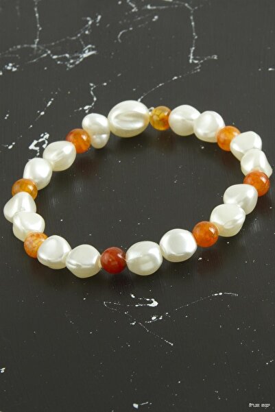 ZERO LAND Ilkestor Pearl Agate Natural Stone (62433) Bracelet White