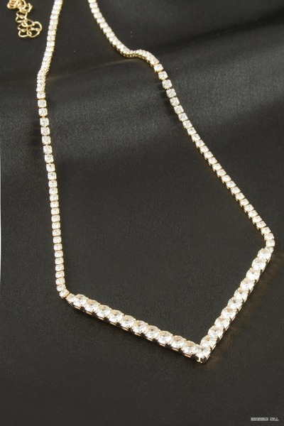 ZERO LAND Zngzrmll Triangle Tour Luxury Necklace with Zircon Stones 4 (61706)...