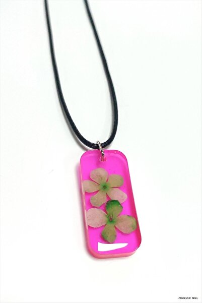 ZERO LAND Zngzrmll Snowball Flower Rectangular Epoxy (60120) Pendant Pink