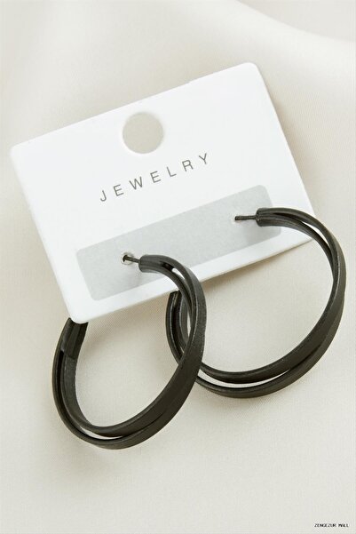ZERO LAND Zngzrmll Double Hoop Tr Earrings 3.5 (61649) cm Black