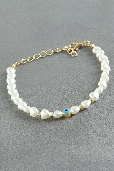 ZERO LAND Zngzrmll Heart Evil Eye Pearl (55156) Bracelet White