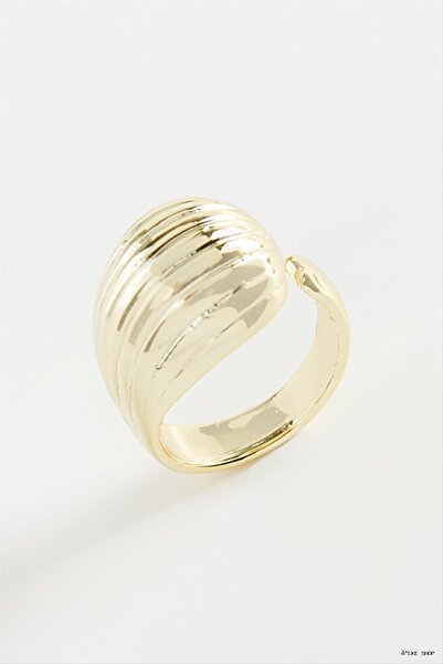 ZERO LAND Ilkestor Striped Water Drop Metal (65049) Ring Yellow