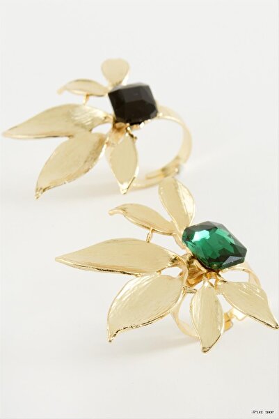 ZERO LAND Ilkestor Flower Metal Stone Ring 1 (64916) Piece Yellow