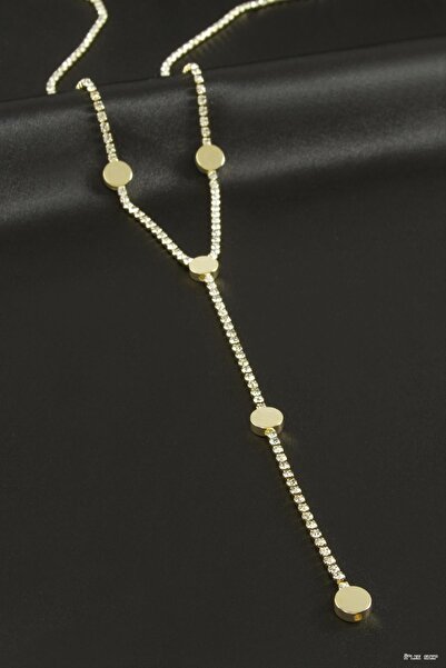 ZERO LAND Ilkestor Round Strip Stone Steel Y (64943) Necklace Yellow