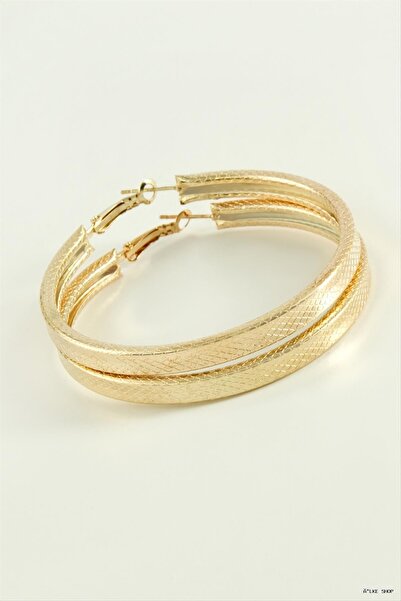 ZERO LAND Ilkestor Square Baklava Pattern Hoop Earrings 5.5 (71422) cm Yellow