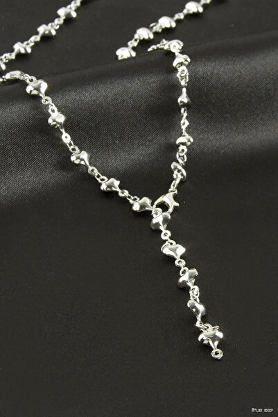 ZERO LAND Ilkestor Heart Metal Y Necklace (64928) Silver Color