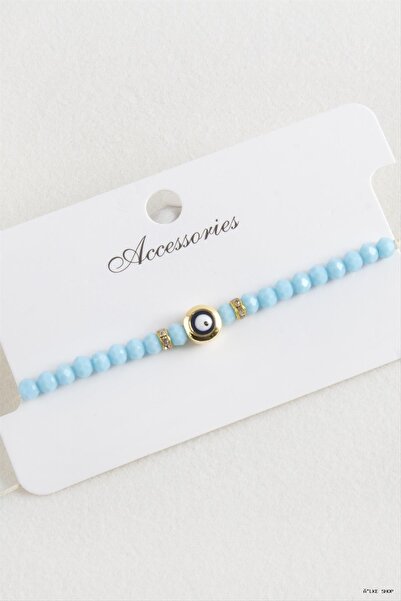 ZERO LAND Ilkestor Nazar Crystal Macrame Rope Bracelet 6 (64909) mm Blue